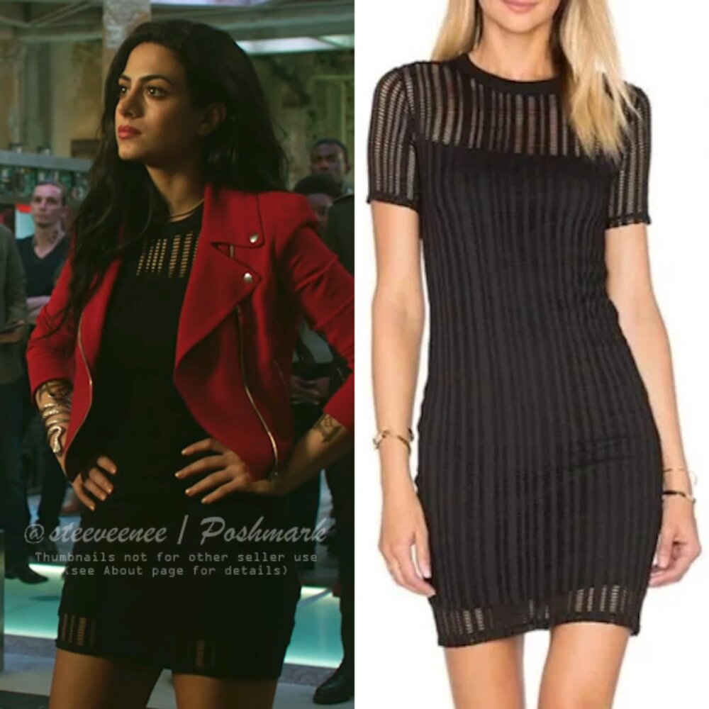 T by Alexander Wang Mesh Overlay Sheath Dress ASO Isabelle Lightwood